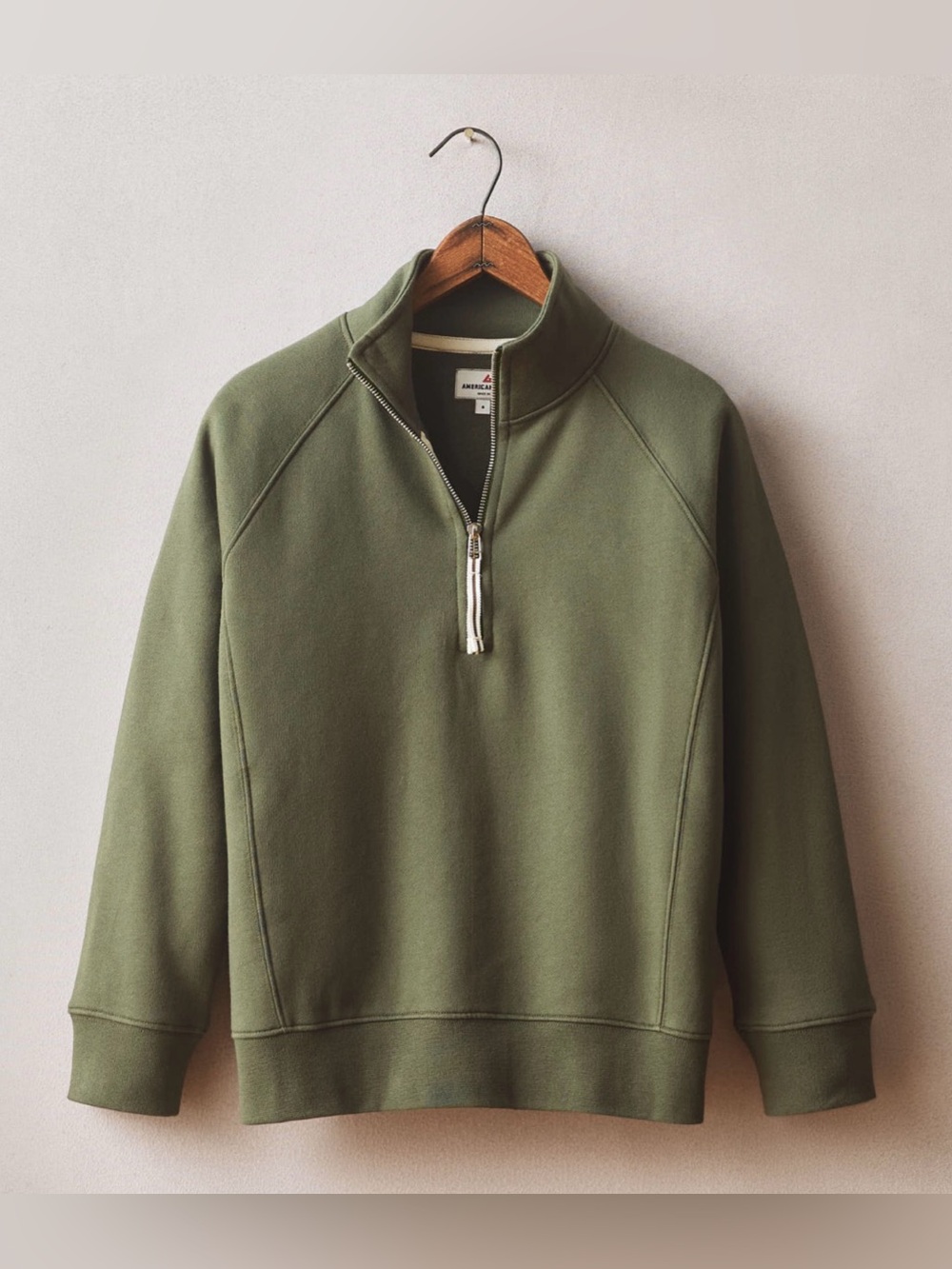 New American Giant Women’s Carolina Half Zip Sweatshirt M Loden Green NWOT